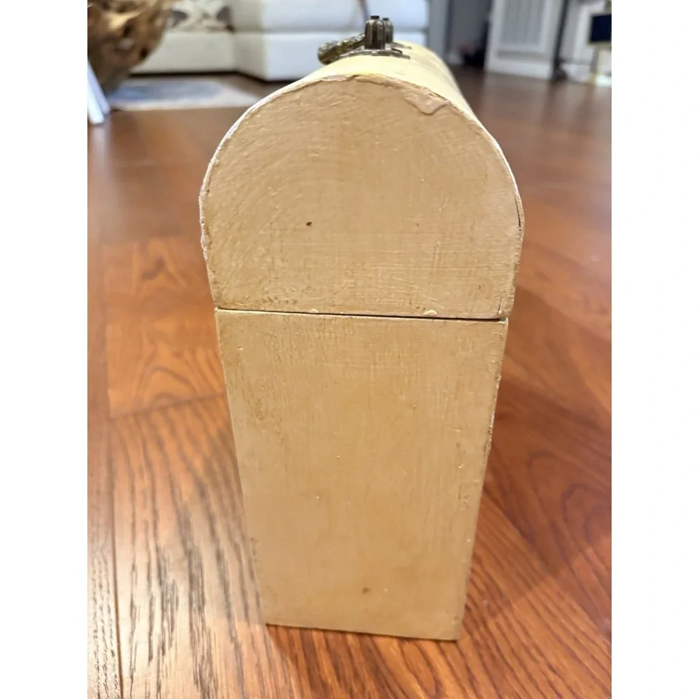 Handpainted CottageCore Storage Box Lavender Floral Metal hardware